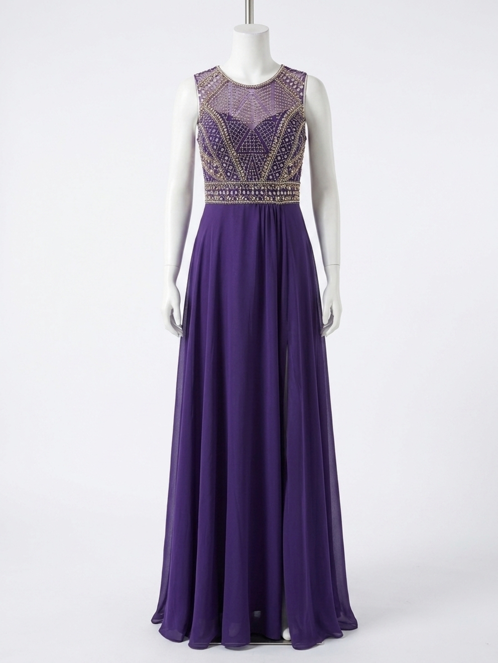 NEW MAC DUGGAL beaded illusion sweetheart ball gown - plus in purple